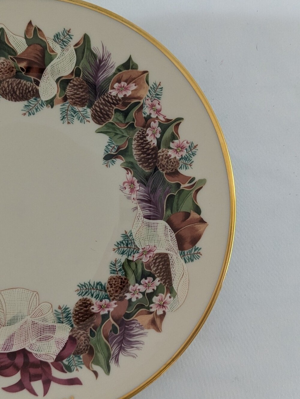 Lenox 1992 Colonial Christmas Wreath Plate #12 North Carolina Limited Edition - Picture 4 of 11